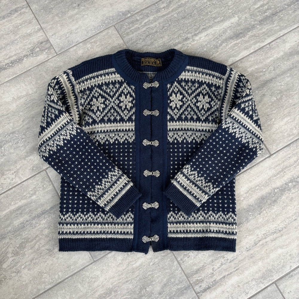 Vintage Nordstrikk Norway Unisex Metal‎ Clasps Wool Cardigan Sweater Winter